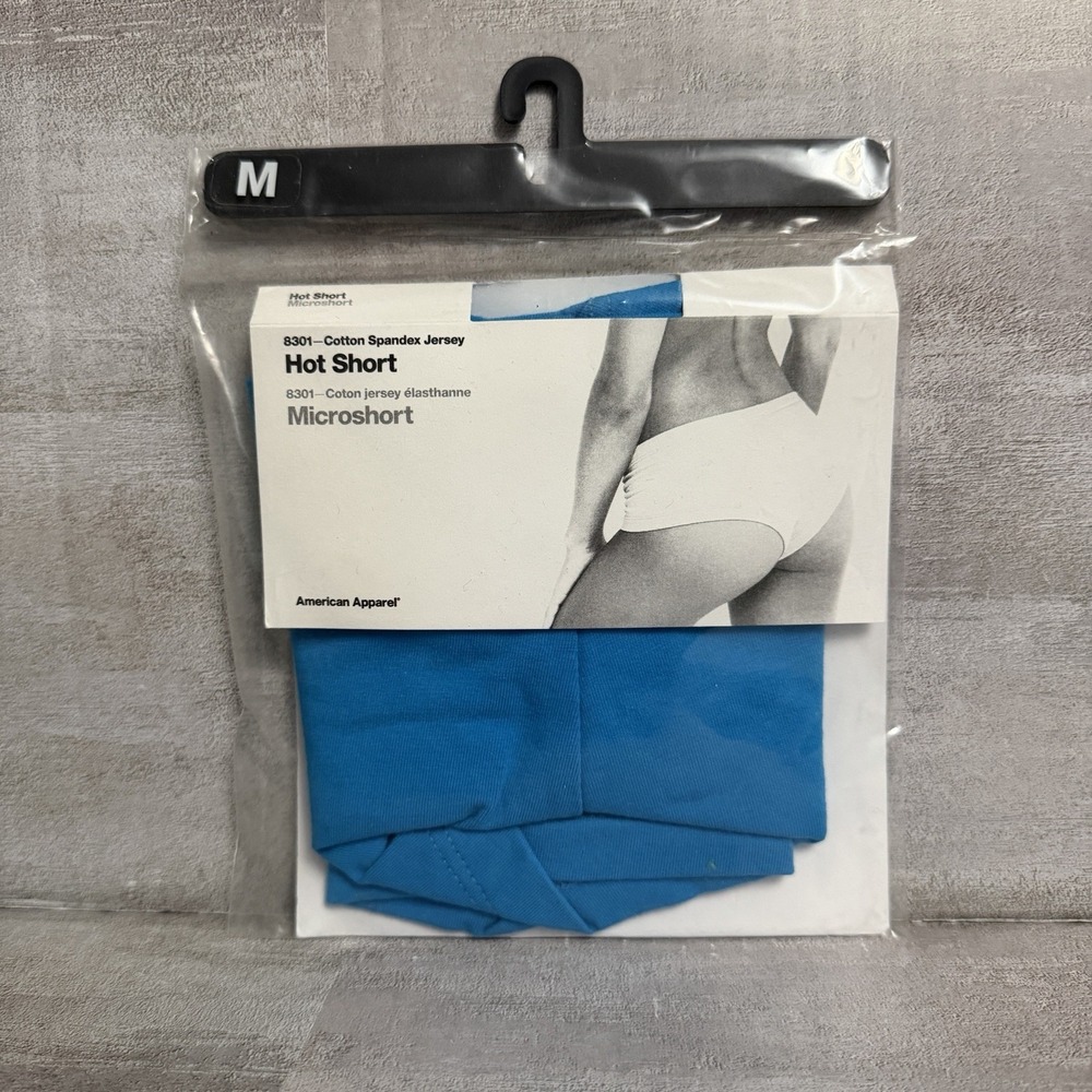 American Apparel Hot Short Microshort Size‎ Medium Blue Cotton Spandex Jersey